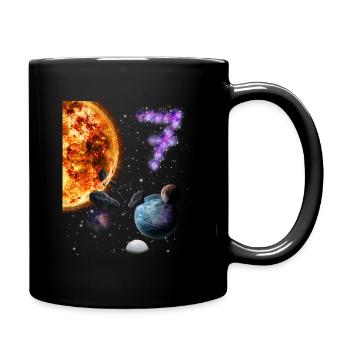 7. Geburtstag - Tasse einfarbig - Schwarz - Rechts