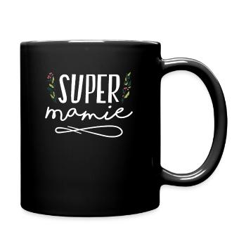 Cadeau fête des grands mères Super Mamie fleurs - Mug uni - noir - Droite