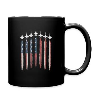 F18 Hornet Fighter Jet USA Flagge F-18 4. Juli - Tasse einfarbig - Schwarz - Rechts