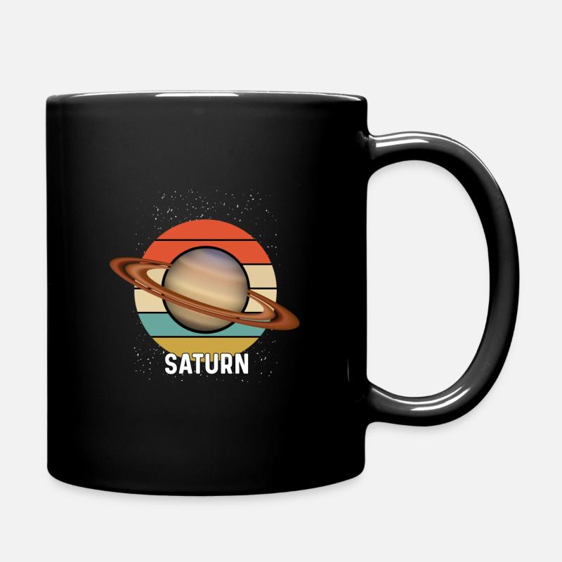 Planet Saturn - Tasse einfarbig - Schwarz