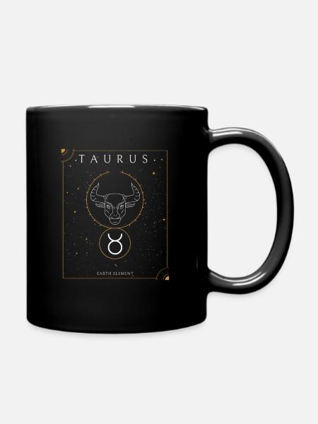 Sternzeichen Stier Taurus - Tasse einfarbig - Schwarz