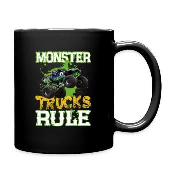 Monster Trucks rule coole Monster Truck Geschenke - Tasse einfarbig - Schwarz - Rechts