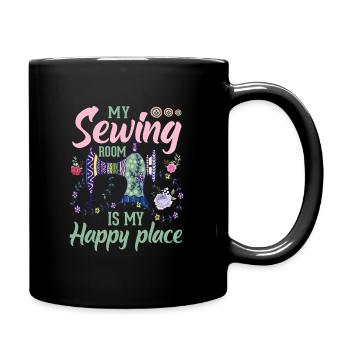 Mein Nähraum Ist mein Glücklichster Ort - Tasse einfarbig - Schwarz - Rechts