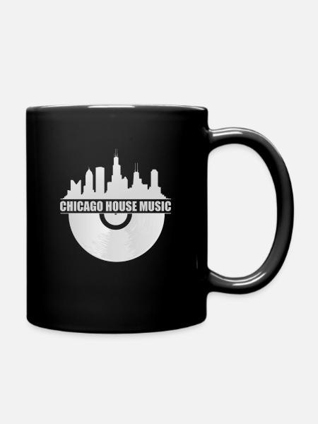 Chicago House Music Chicago Skyline EDM DJ House - Full Colour Mug - black