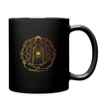 Être spirituel illuminé avec chakra doré - Mug uni - noir - Droite