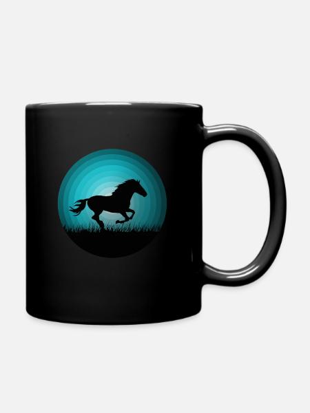 Pferd Pferde Herz Reiten Mädchen Frauen Geschenk - Tasse einfarbig - Schwarz