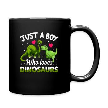 Only a boy who loves dinosaurs - Full Colour Mug - black - Right