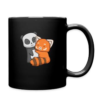 Giant Panda And Red Panda Hugging Cute Panda Hug - Full Colour Mug - black - Right