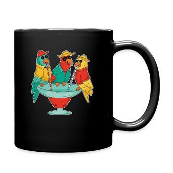 Cocktail Parrot Drinking Holiday Beach Drinking Sea - Full Colour Mug - black - Right
