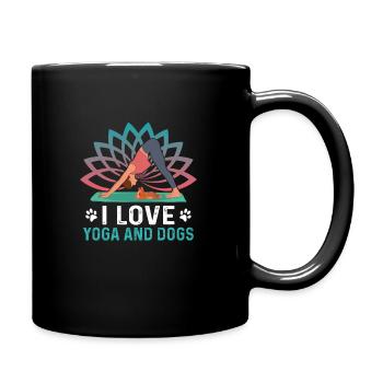 I love Yoga and Dogs Funny Yoga Dogs Asana - Full Colour Mug - black - Right