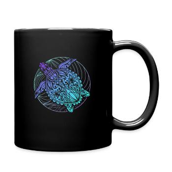 Turtles Mandala Diver Surfer - Full Colour Mug - black - Right
