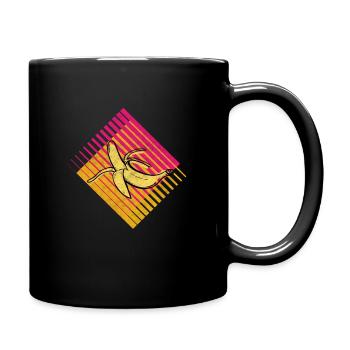 Banane Retro Obst Früchte Frucht - Tasse einfarbig - Schwarz - Rechts