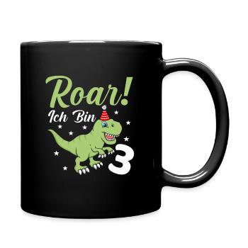 3. Geburtstag - Tasse einfarbig - Schwarz - Rechts