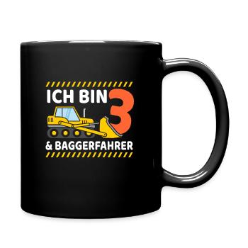 3. Geburtstag - Tasse einfarbig - Schwarz - Rechts