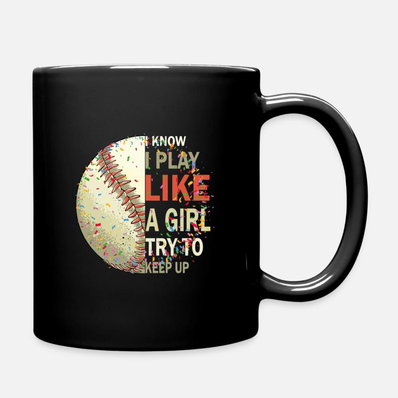Baseball spielen Mädchen Spaß am Sport Softball - Tasse einfarbig - Schwarz