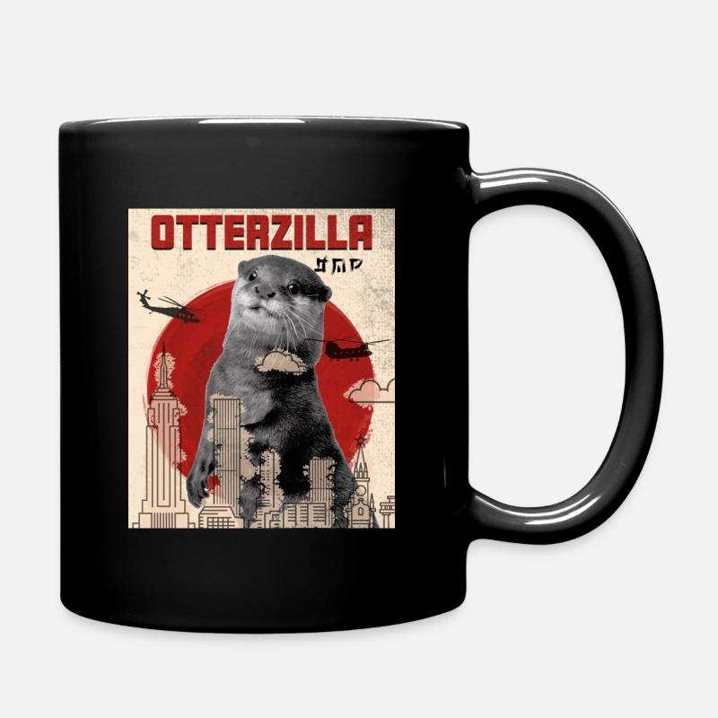 Otterzilla movie poster with otter gift idea - Full Colour Mug - black