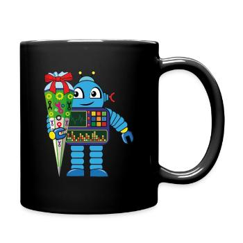 Erster Schultag kleiner Roboter - Tasse einfarbig - Schwarz - Rechts