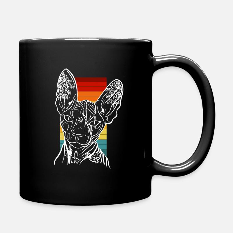 Sphynx Tatouage Chat Vintage Design - Mug uni - noir