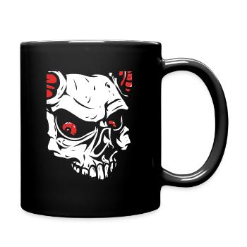 Devil skull with horns - Full Colour Mug - black - Right