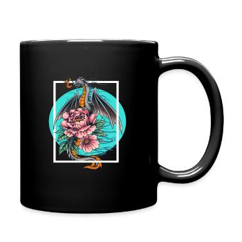 Japanese Dragon Flower Fantasy - Full Colour Mug - black - Right