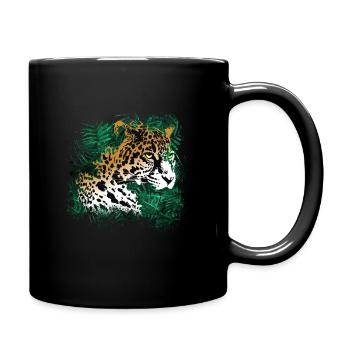 Leopard Regenwald Pflanzen Natur Vegetation - Tasse einfarbig - Schwarz - Rechts