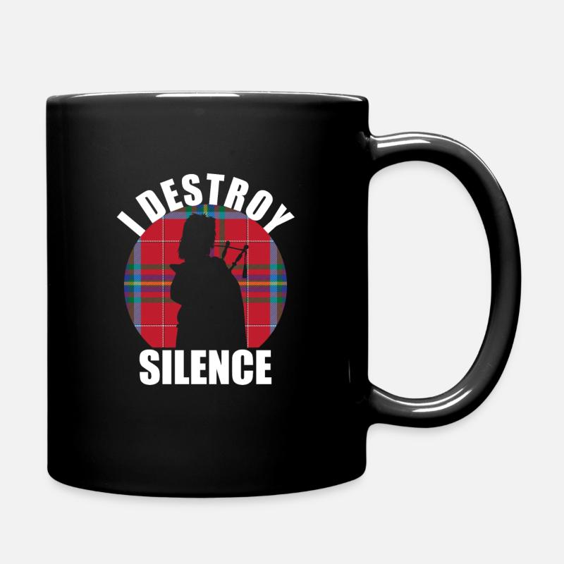 "I Destroy Silence" witziges DudelsackDesign - Tasse einfarbig - Schwarz