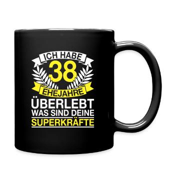 38 Ehejahre Überlebt 38 Hochzeitstag Geschenk - Tasse einfarbig - Schwarz - Rechts