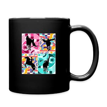 Vaulting Horses Riding Riders - Full Colour Mug - black - Right