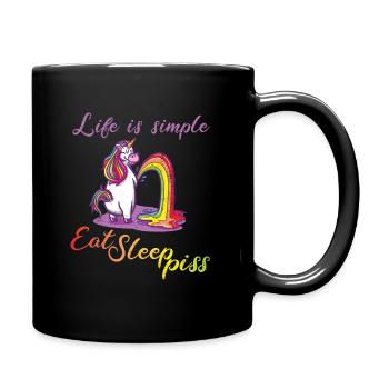 Life is simple - Eat sleep piss - Tasse einfarbig - Schwarz - Rechts