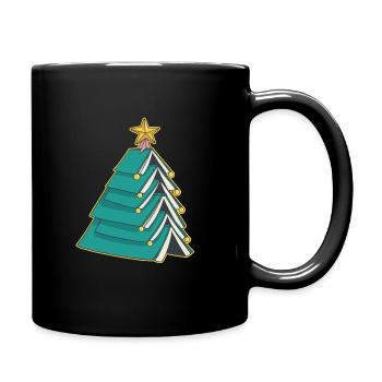 Tannenbaum aus Büchern für Autor Schriftsteller - Tasse einfarbig - Schwarz - Rechts