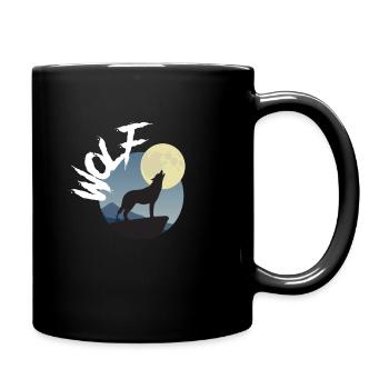 Wolf Moon Howling Wilderness Wild Wildlife - Full Colour Mug - black - Right