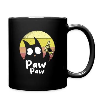 Paw Paw Cat Vintage Sunset Cartoon Kitten - Full Colour Mug - black - Right