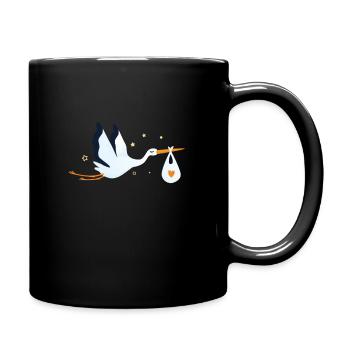 Stork Baby Valentine's Day Baby Bird - Full Colour Mug - black - Right