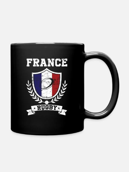 Ballon ovale drapeau écusson france rugby vintage - Mug uni - noir