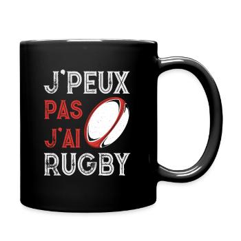 J'peux pas j'ai pratiquant rugby ballon vintage - Mug uni - noir - Droite