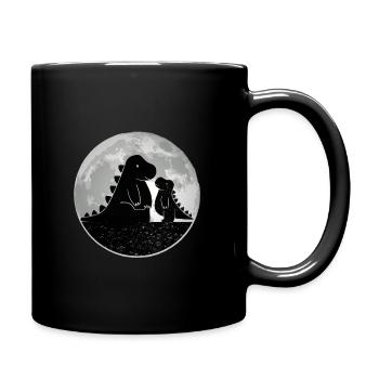 Dad and Baby T-Rex on the Moon - Full Colour Mug - black - Right
