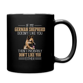 Deutscher Schäferhund Hund - Tasse einfarbig - Schwarz - Rechts