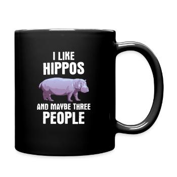 Nilpferd - Tasse einfarbig - Schwarz - Rechts