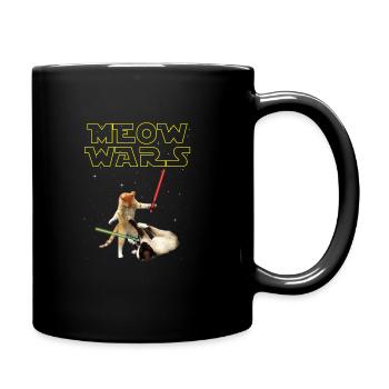 Meow Wars Lustige Katzen Lichtschwerter Geschenk - Tasse einfarbig - Schwarz - Rechts