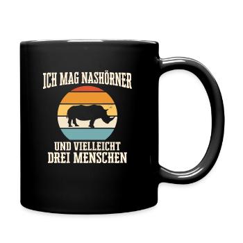 Nashorn Nashörner Tier - Tasse einfarbig - Schwarz - Rechts