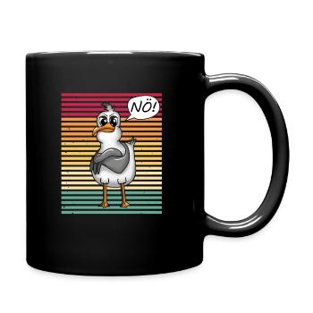 PLATTDEUTSCHER SPRUCH MIT MÖWE - Tasse einfarbig - Schwarz - Rechts