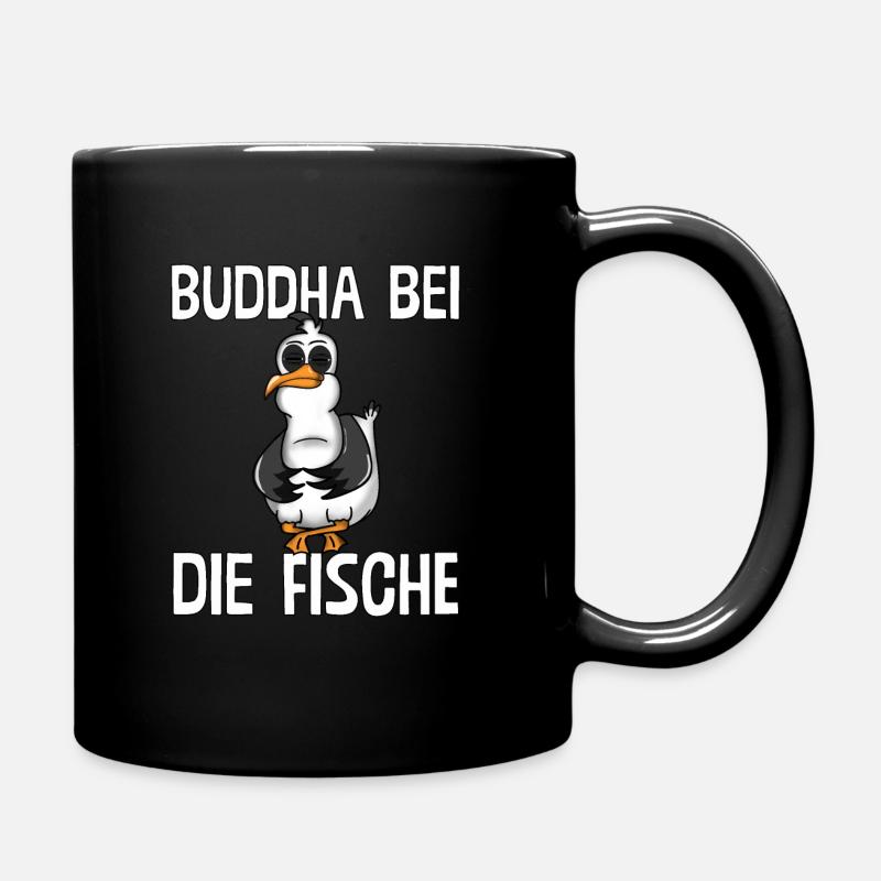PLATTDEUTSCHER SPRUCH MIT MÖWE - Tasse einfarbig - Schwarz