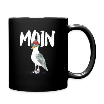 PLATTDEUTSCHER SPRUCH MIT MÖWE - Tasse einfarbig - Schwarz - Rechts