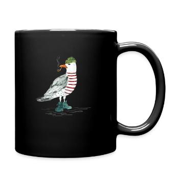 PLATTDEUTSCHER SPRUCH MIT MÖWE - Tasse einfarbig - Schwarz - Rechts