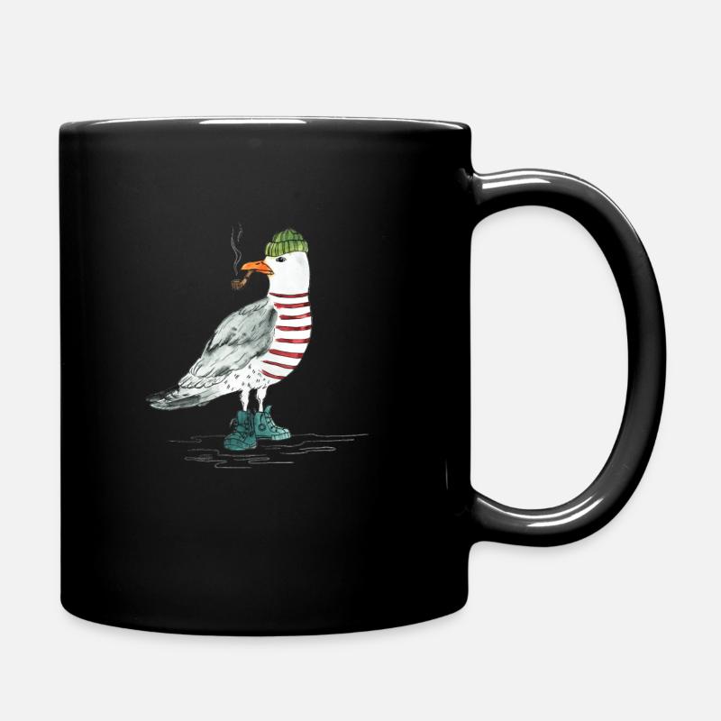 PLATTDEUTSCHER SPRUCH MIT MÖWE - Tasse einfarbig - Schwarz