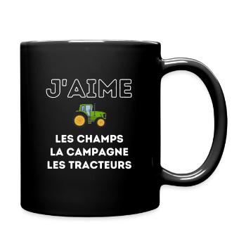 J'aime les champs la campagne les tracteurs - Mug uni - noir - Droite