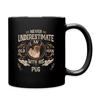 Mops Möpse Hund - Tasse einfarbig - Schwarz - Rechts