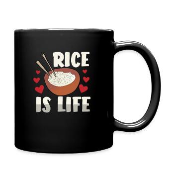 Rice Is Life - Tasse einfarbig - Schwarz - Rechts