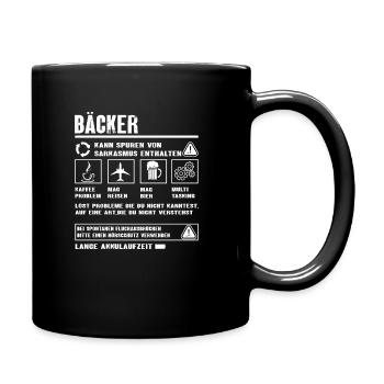BÄCKER Spruch Beruf Sarkasmus Lustig Humor - Tasse einfarbig - Schwarz - Rechts