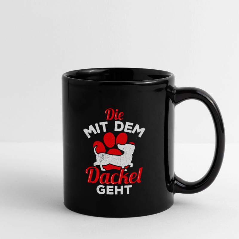 Die mit dem Dackel geht - Dackel Mama Muttertag Da Tasse einfarbig
